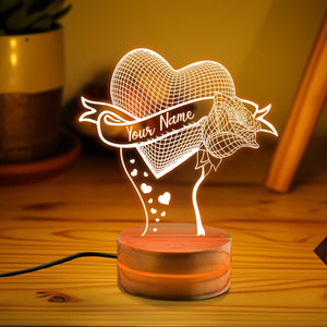 Valentine Gift for Couple Roses 3D Night Light, Eternal Gift Rose Led Light, Personalized Anniversary Gift, Engagement Gift, Lamp with Names