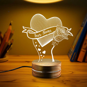 Valentine Gift for Couple Roses 3D Night Light, Eternal Gift Rose Led Light, Personalized Anniversary Gift, Engagement Gift, Lamp with Names