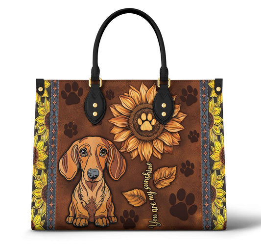 Leather Bag Dachshund You Are My Sunshine