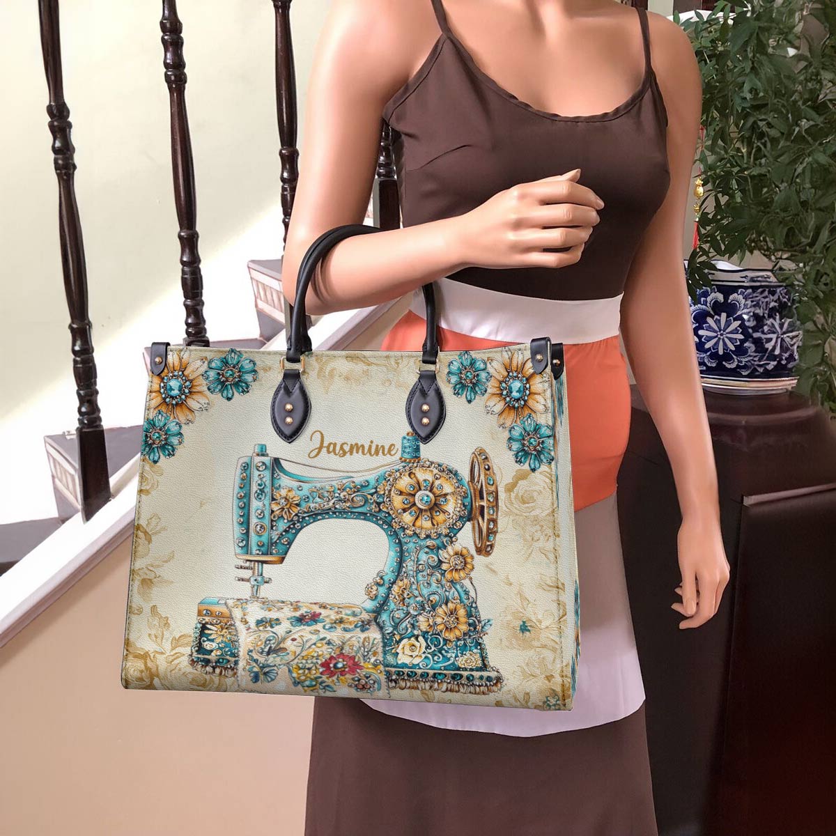 Lorva Personalized Sewing Leather Bag Baroque Bloom