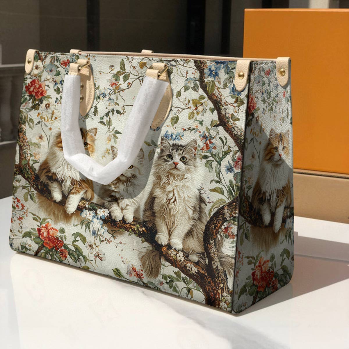 Cat Leather Bag Happy Cat Garden