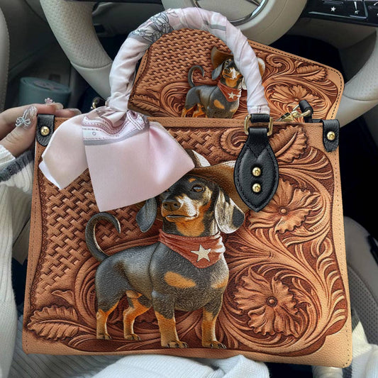 Dachshund Leather Bag Cowboy Doxie