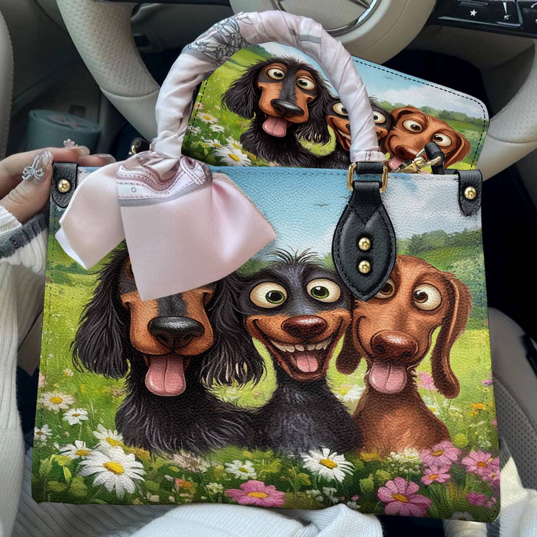 Leather Bag Dachshund Giggles