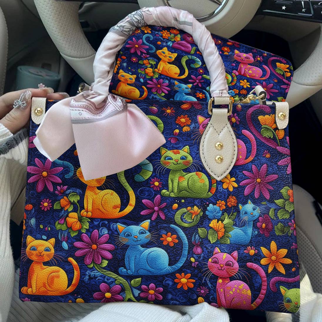 Cat Leather Bag Cute Cats Blossom