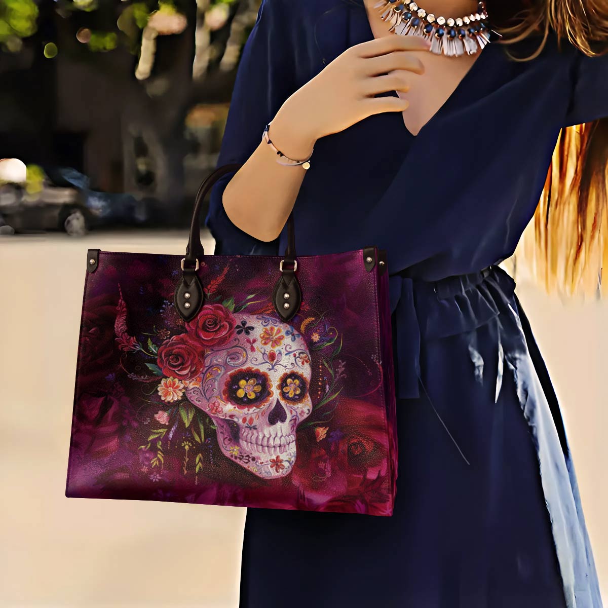 Leather Bag Gentle Sugar Skull