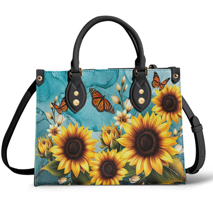 Leather Bag Gentle Sunflowers Garden