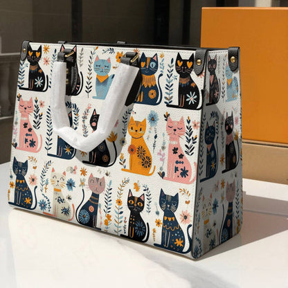 Leather Bag Midnight Meows And Morning Blooms