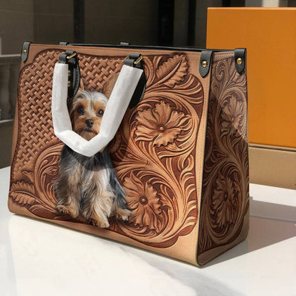 Leather Bag Yorkie Blossom Charm