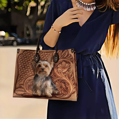 Leather Bag Yorkie Blossom Charm