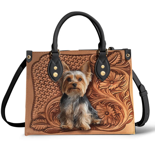 Leather Bag Yorkie Blossom Charm