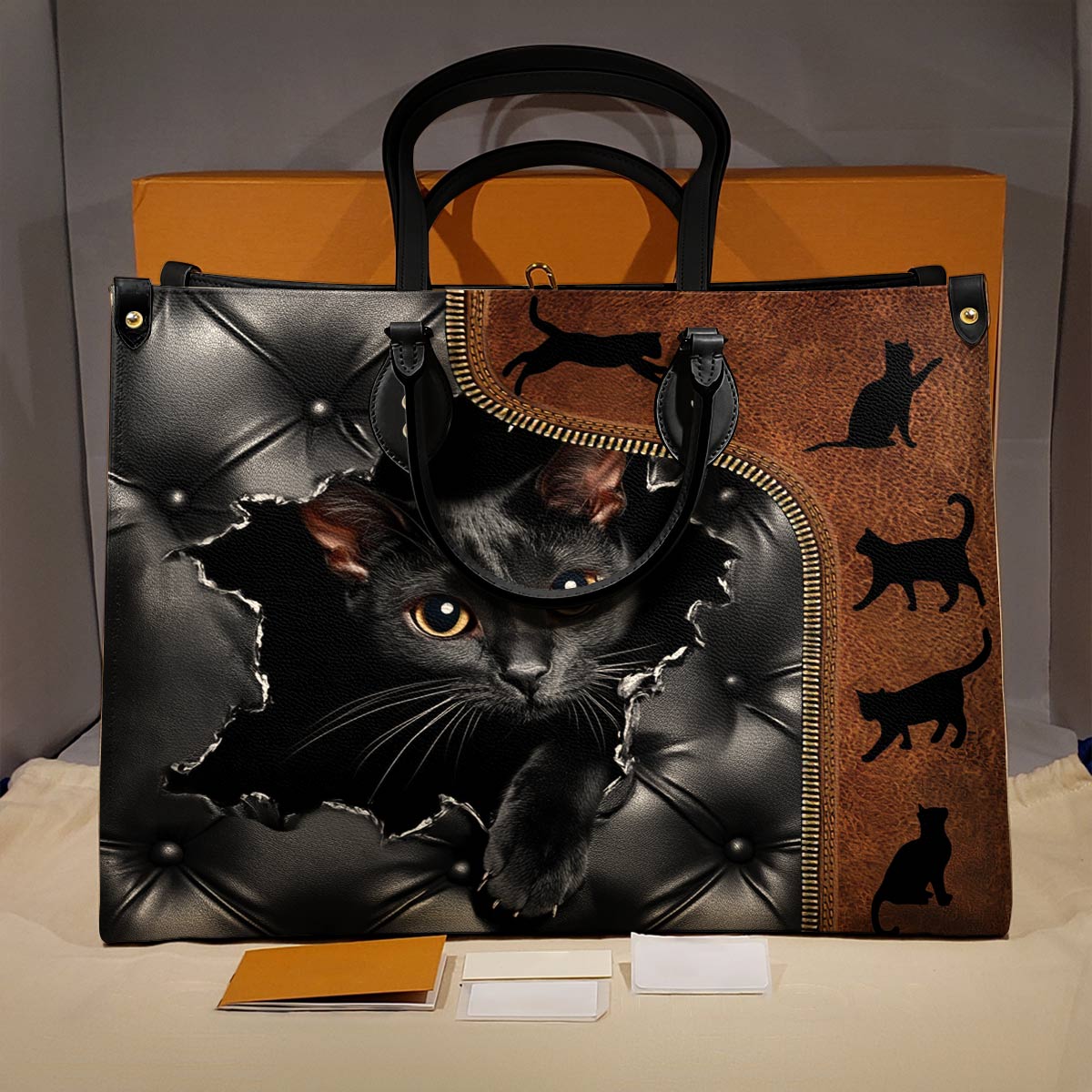 Leather Bag Gorgeous Black Cat