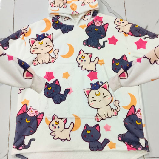 Sailor Moon Cat Hoodie Blanket