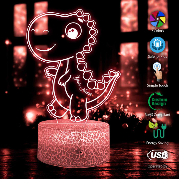 Personalized Cute Dinosaur Eggs Nigh Light, Custom dinosaur light, Kids acrylic night light, bedroom decor, Dinosaur LED Night Light