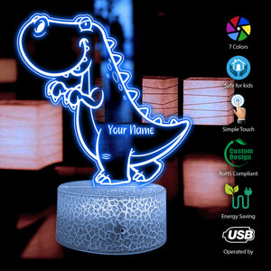 Dinosaur Personalized LED Sign, Kids Room Decor, Cool Dinosaur Decor, Night Light for Kids, Dinosaur LED Light, Custom Night Light,Kids Room