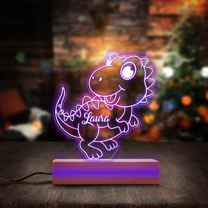 Personalized Dinosaur Acrylic Night Light for Kids - Custom LED Bedroom Decor - Perfect Birthday Gift for Boys and Girls