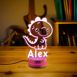 Personalized Cool Dinosaur Nigh Light, Custom dinosaur night light, Kids acrylic night light, bedroom decor, Dinosaur LED Night Light