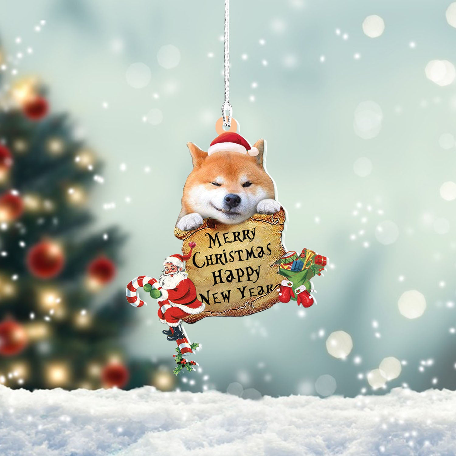 Shiba Inu-Christams & New Year Two Sided Christmas Plastic Hanging Ornament, Shiba Inu Lovers Gift, Christmas Decor, Ornament Decoration, Ornament Christmas - TeeZworldVN