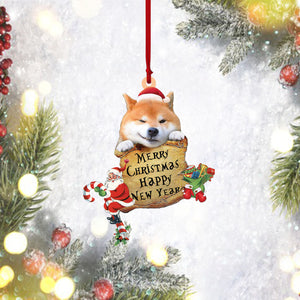 Shiba Inu-Christams & New Year Two Sided Christmas Plastic Hanging Ornament, Shiba Inu Lovers Gift, Christmas Decor, Ornament Decoration, Ornament Christmas - TeeZworldVN