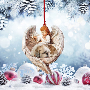 Sleeping Shih Tzu Protected By Angel Car Hanging Ornament, Ornament Decoration, Ornament Christmas - TeeZworldVN