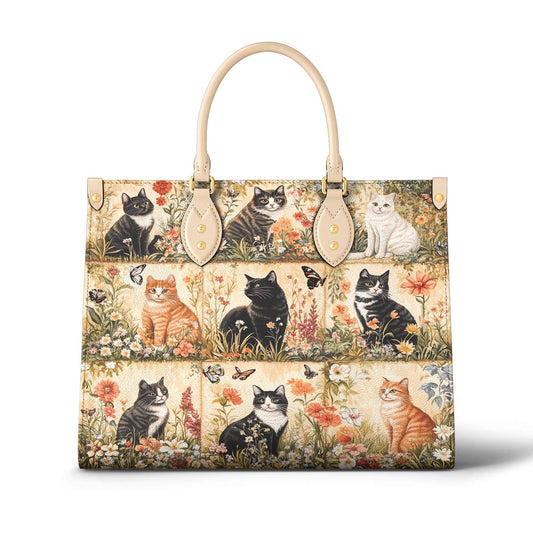 Leather Bag Vintage Cat Garden Lovely