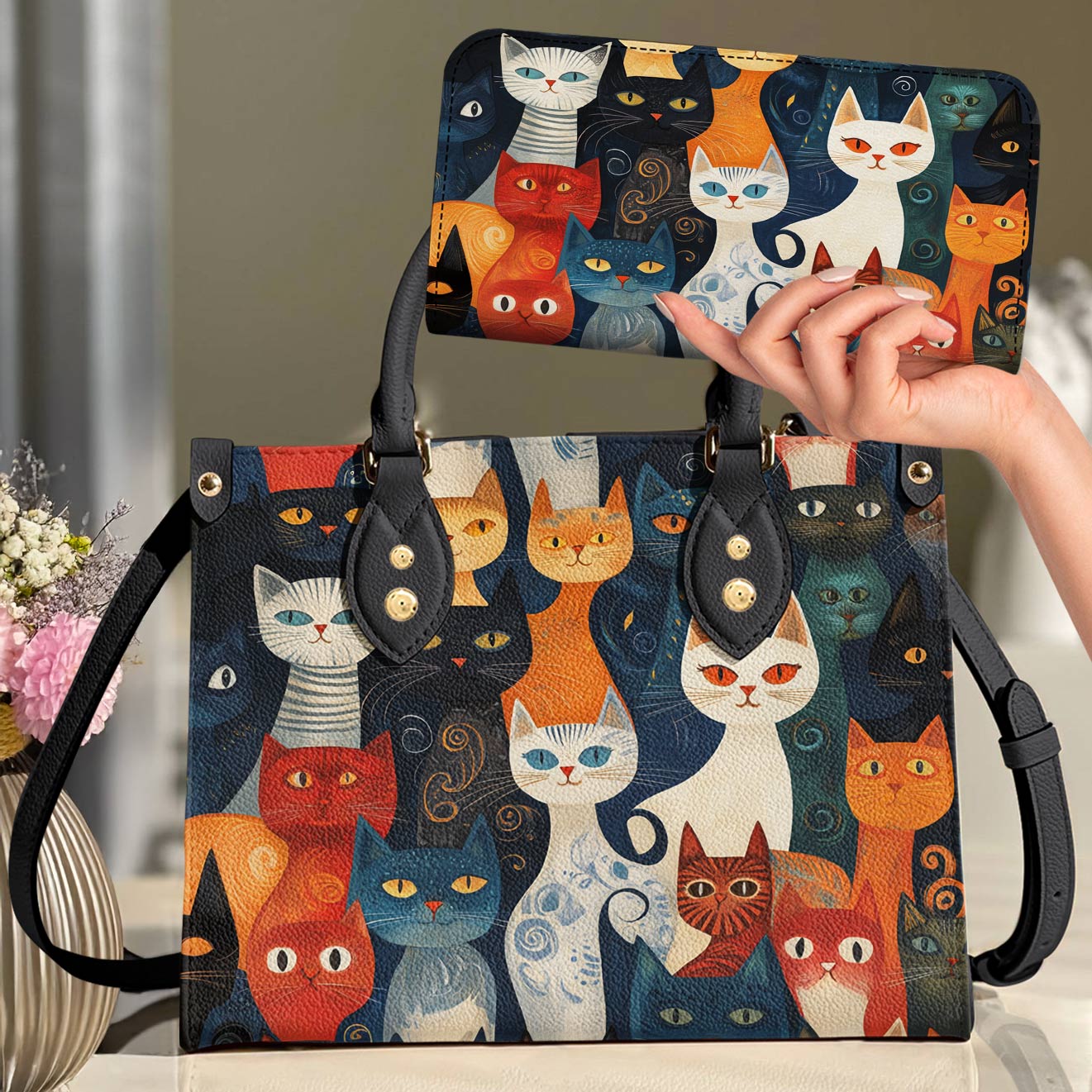 Cat Leather Bag Gentle Cat Friends