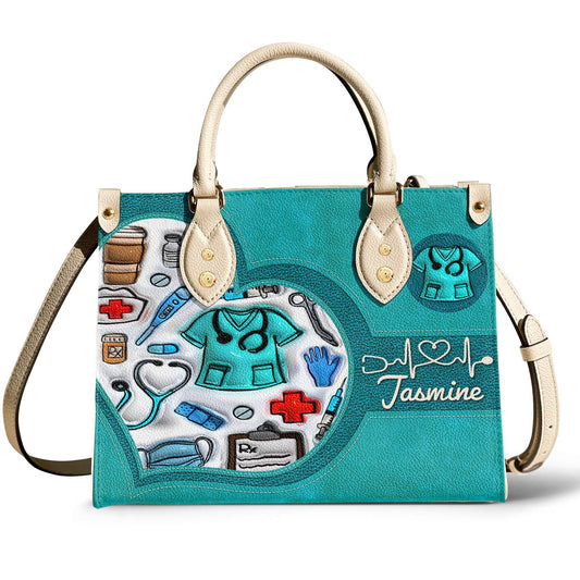 Lorva Personalized Leather Bag Puffy Nurse