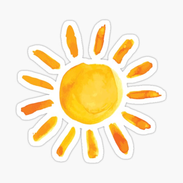 Brushed Watercolor Painted Sun Sticker