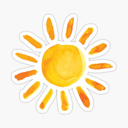 Brushed Watercolor Painted Sun Sticker