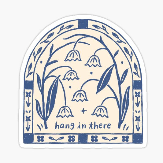 Hang in There - Block Print Bluebells Sticker
