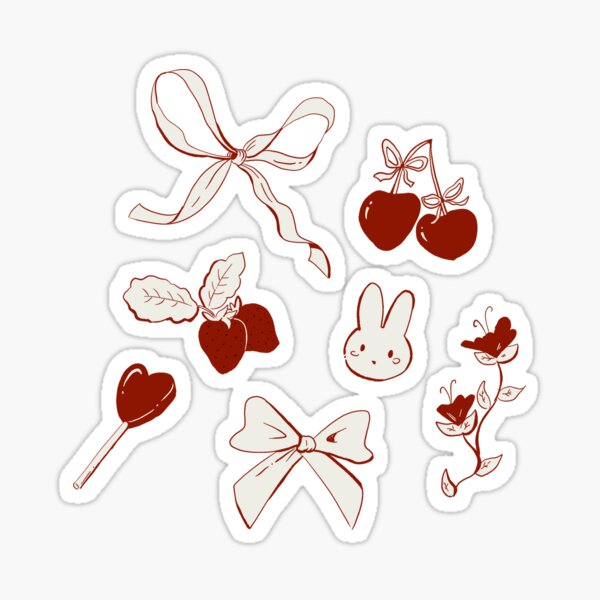 Coquette Ribbons, bows and Cherrys Aesthetic  Sticker