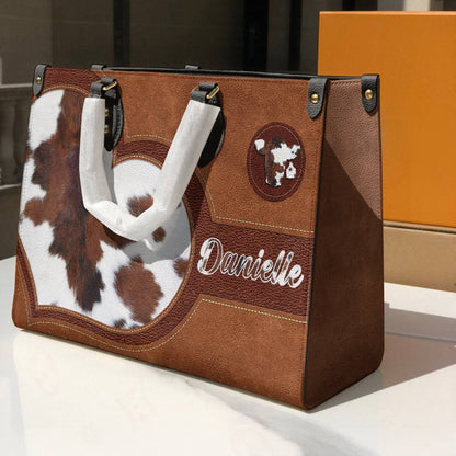Personalized Cow Leather Bag Moo-Chic