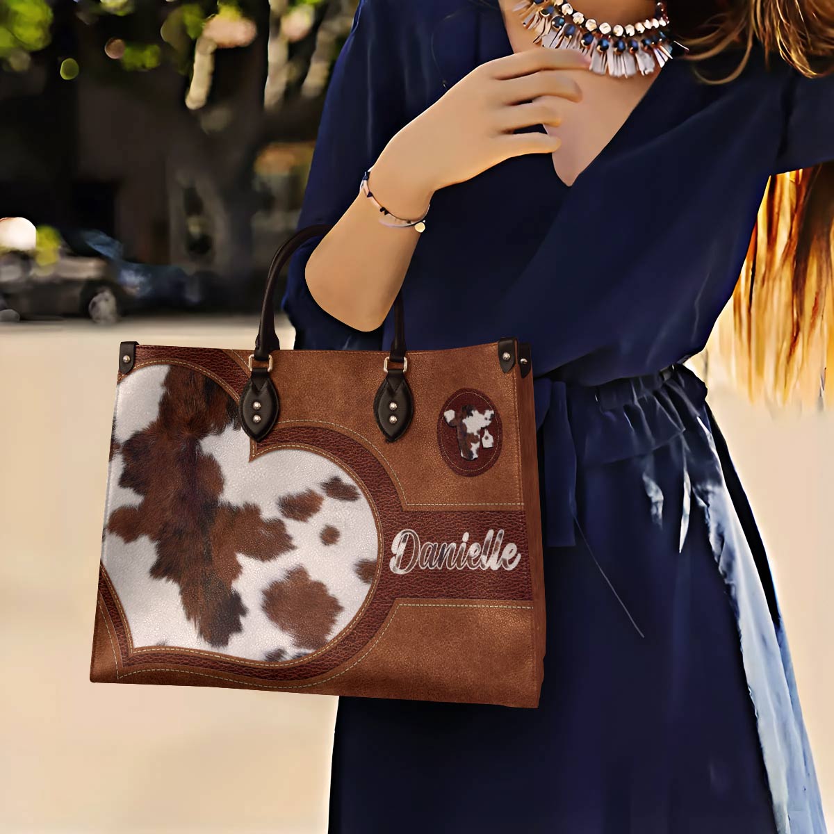 Personalized Cow Leather Bag Moo-Chic