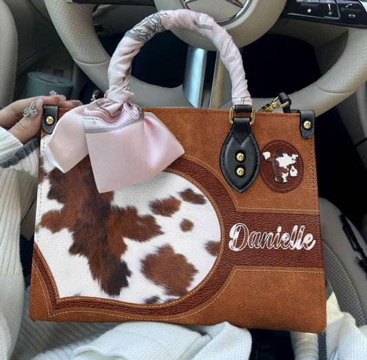Personalized Cow Leather Bag Moo-Chic