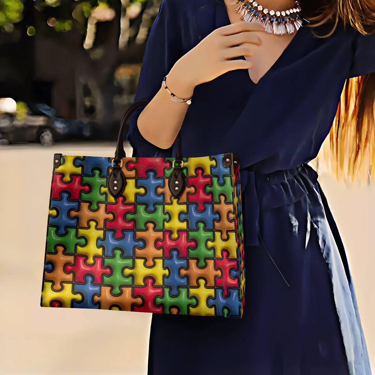 Leather Bag Puff Puzzle Piece