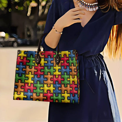 Leather Bag Puff Puzzle Piece