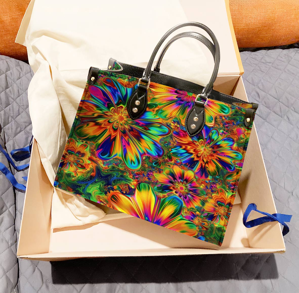 Hippie Leather Bag Groovy Bloom