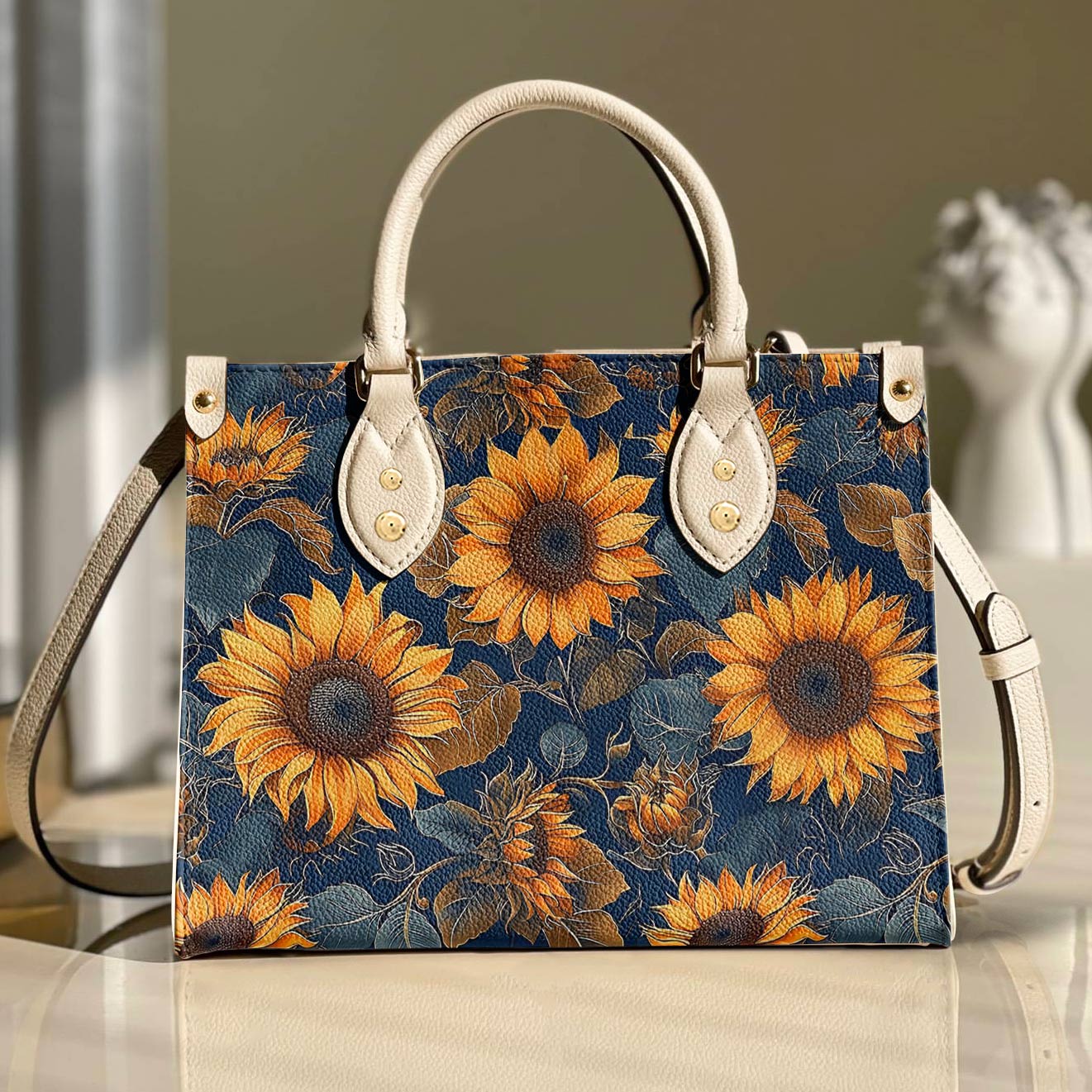 Leather Bag Rustic Sunflower