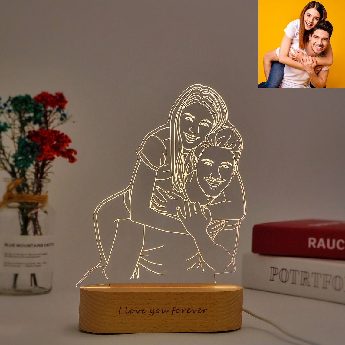 Personalized 3D Photo Lamp Gift, Photo Engraving, Lamp Night light, Wedding Gift, Mother's Day gifts, BFF Gift, Gift for Her
