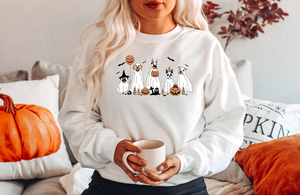 Halloween Sweatshirt, Halloween Sweater,2023 Happy Halloween, Retro Spooky Season, Ghost Sweatshirt,Halloween Dog Sweatshirt,Ghost Dog Shirt