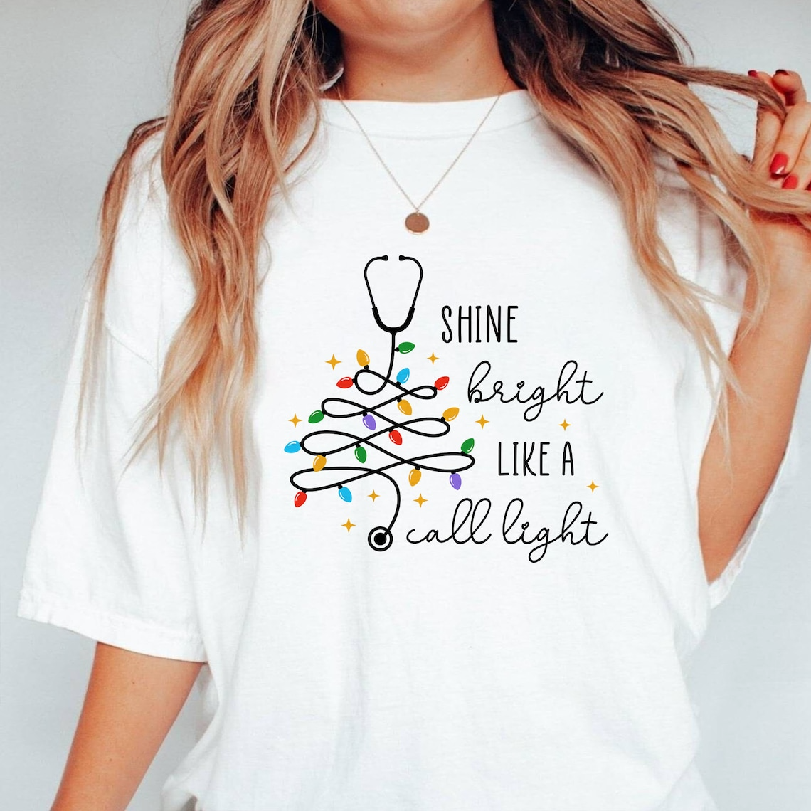 Léine Nollag Greannmhar Altra, Bronntanais Nollag Altra, Geansaí Nollag RN, Muinchille Fada na Nollag, Shine Bright Like A Call Light