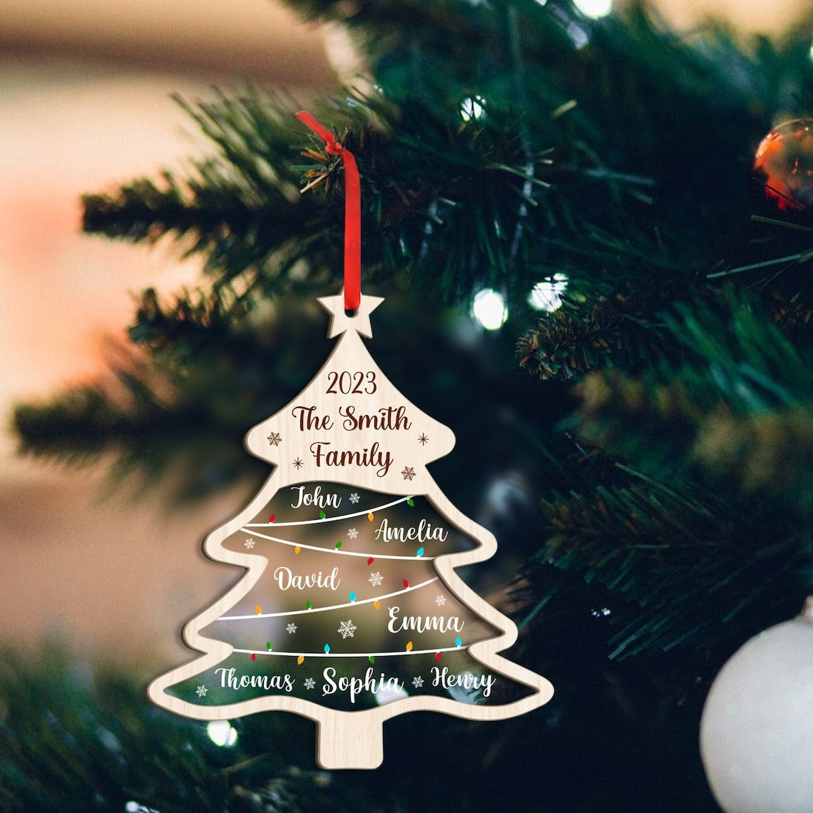 Ornáid Teaghlaigh Saincheaptha, Ainm Teaghlaigh Ornáid Crann Nollag, Ornáid Crann Ainm Teaghlaigh, Ainm Crann Nollag, 2023 Ornáid Nollag