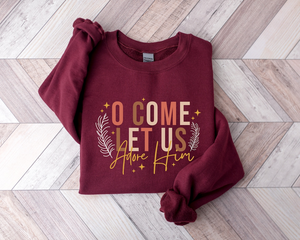 Let Us Adore Him Sweater, Christian Christmas Sweatshirt, Religious Christmas Gifts, Nativity Xmas Shirt, Holiday Family T-Shirt