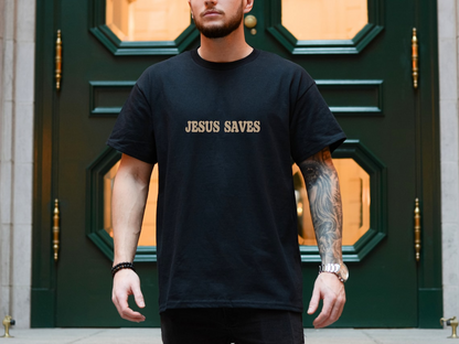 Aesthetic Jesus Saves Shirt Christian Apparel Brown Christian Shirt For Men Jesus Apparel Christian Streetwear Clothing Bible Verse Shirt