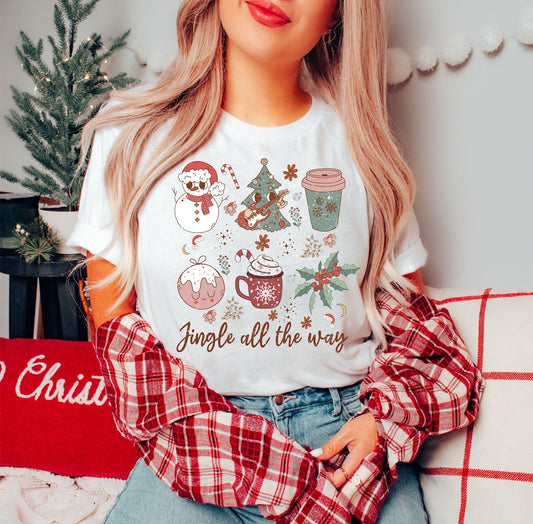 Retro Christmas Sweater Christmas, Christmas Tree Sweatshirt, Pink Santa T-shirt, Pink Christmas Tree T-shirt, Pink Christmas For Gift