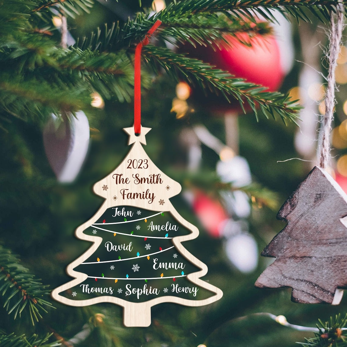 Ornáid Teaghlaigh Saincheaptha, Ainm Teaghlaigh Ornáid Crann Nollag, Ornáid Crann Ainm Teaghlaigh, Ainm Crann Nollag, 2023 Ornáid Nollag