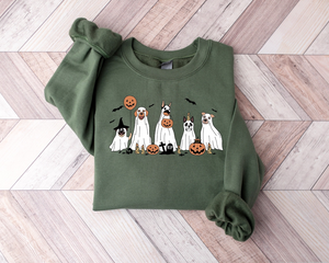 Halloween Sweatshirt, Halloween Sweater,2023 Happy Halloween, Retro Spooky Season, Ghost Sweatshirt,Halloween Dog Sweatshirt,Ghost Dog Shirt