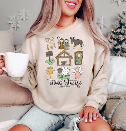 True Story Faith Based Christmas Sweatshirt, Nativity Story Shirt, Christmas Gifts, Christmas Jesus Sweatshirt, Holly Night Shirt