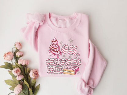 Ó geansaí Crann Nollag, Sweatshirt Císte Nollag, Geansaí Crewneck Nollag, Geansaí Nollag Mná, Léine Greannmhar na Nollag Xmas Tee