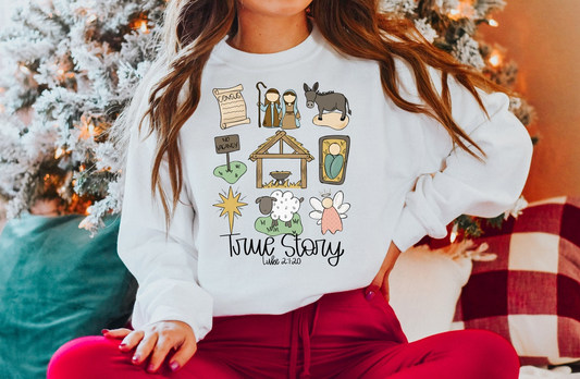 True Story Faith Based Christmas Sweatshirt, Nativity Story Shirt, Christmas Gifts, Christmas Jesus Sweatshirt, Holly Night Shirt