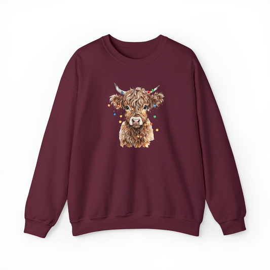 Highland cow Christmas Sweatshirt Cow Christmas Sweater, Western Cow Sweatshirt, Highland cow gift for her, Cow Christmas Gift